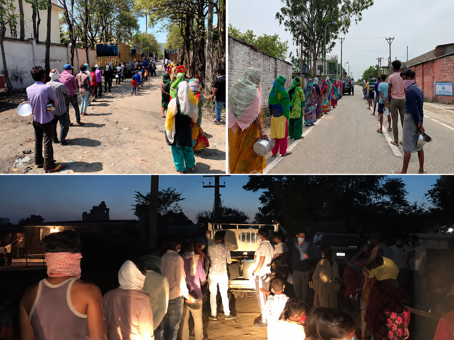 Emergency night relief distribution of food, water, and survival essentials